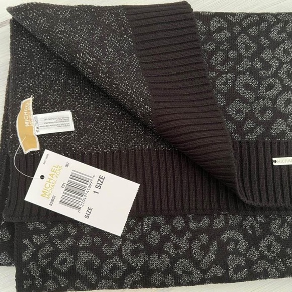 Michael Kors Metallic Leopard Scarf in (BLACK) Reg. $58 - Picture 2 of 5